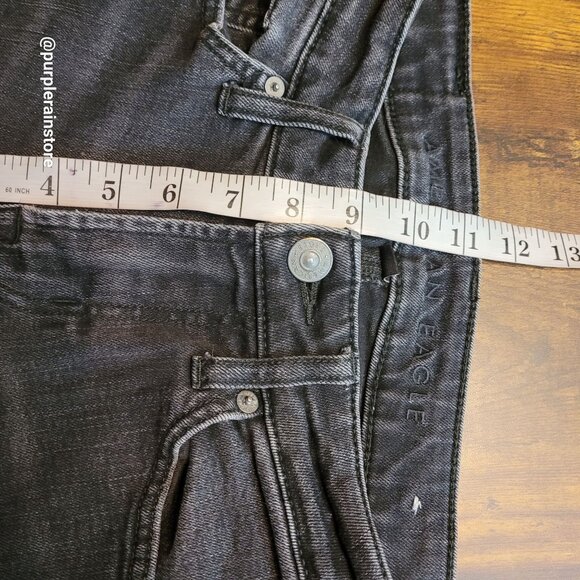American Eagle Jeans Size 28x32 Skinny Black Wash Flex Stretch Denim Ripped - Picture 10 of 13